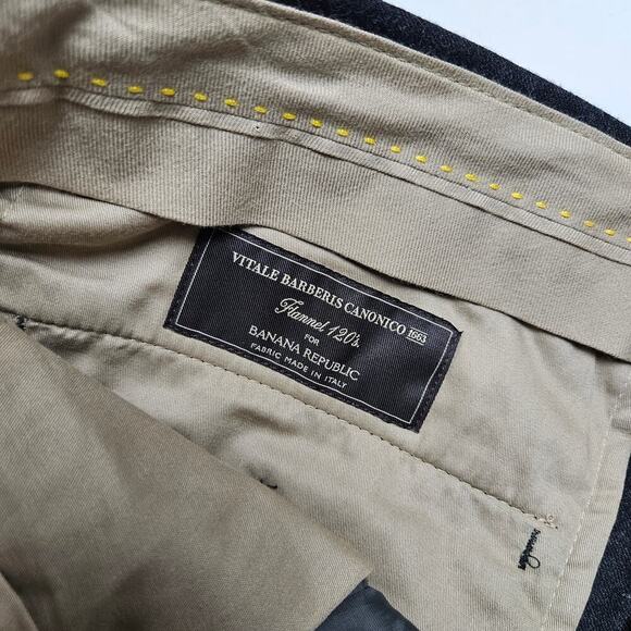 Banana Republic Vitale Barberis Tapered Fit Wool Trouser Men's 35x32 Charcoal - Picture 8 of 8